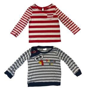 Gap Toddler Shirt size 18-24M Red Striped Long Sleeve & Gray Shirt size 18M